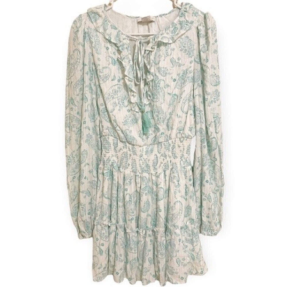 House Of Harlow Printed Paisley Ruffle Tiered Mini Dress